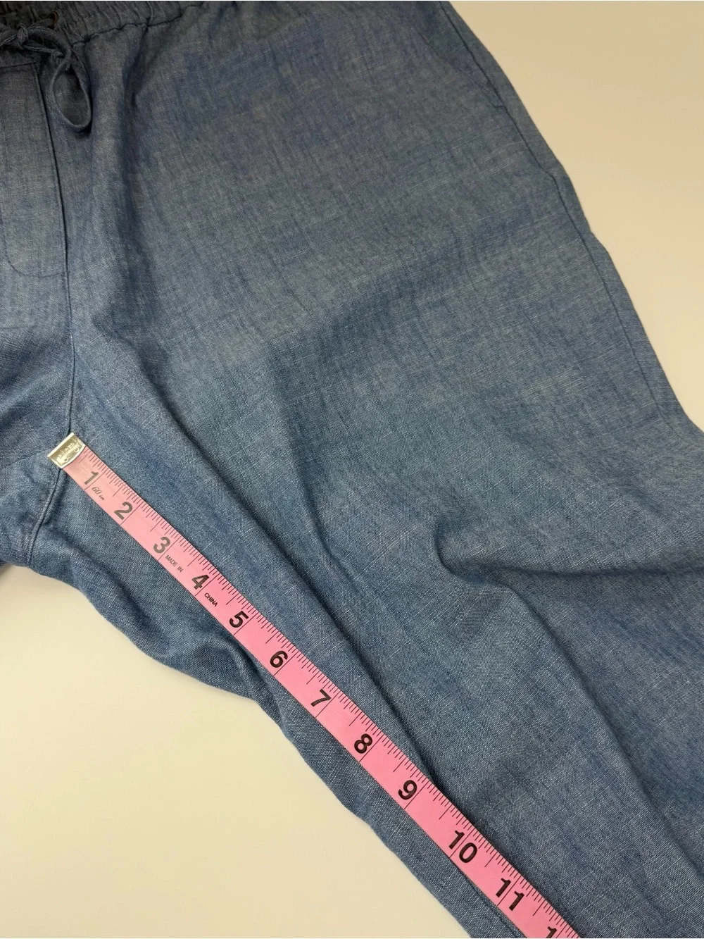 J Crew Pants Womens 14 Blue Chambray Drawstring Cotton L0873